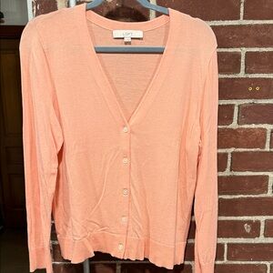 LOFT Women's Light peach Cardigan Sweater